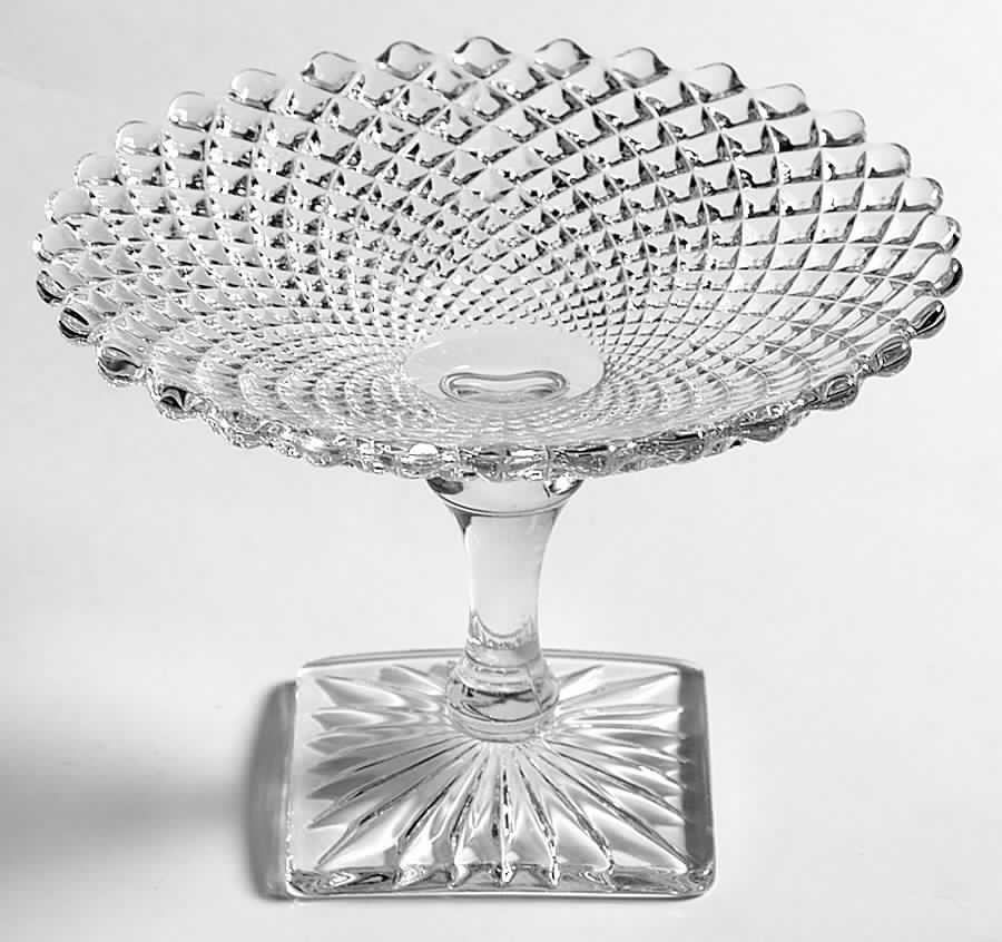 English Hobnail Clear (Square Base) Open Honey Dish by Westmoreland-1