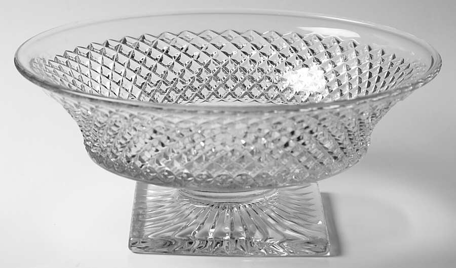 English Hobnail Clear (Square Base) 9" Round Footed Flared Bowl by Westmoreland-1