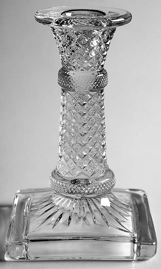 English Hobnail Clear (Square Base) 5" Single Light Candlestick by Westmoreland-1