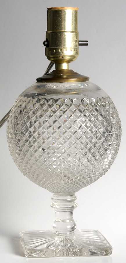 English Hobnail Clear (Square Base) Ivy Ball Style Electric Lamp by Westmoreland-1