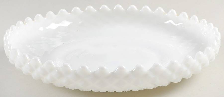 English Hobnail Milk Glass (Round or Hex Base) 10" Shallow Round Bowl by Westmoreland-1