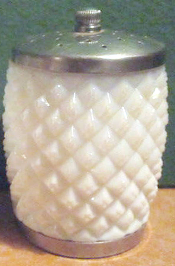 English Hobnail Milk Glass (Round or Hex Base) Salt and Pepper Mill, Salt Only by Westmoreland-1