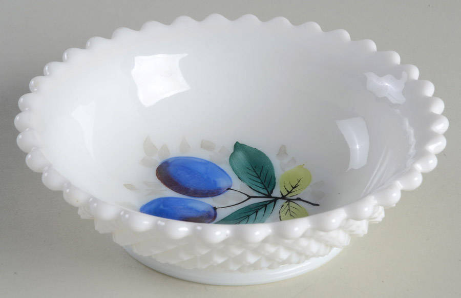 English Hobnail Milk Glass (Round or Hex Base) 5" Nappy by Westmoreland-1