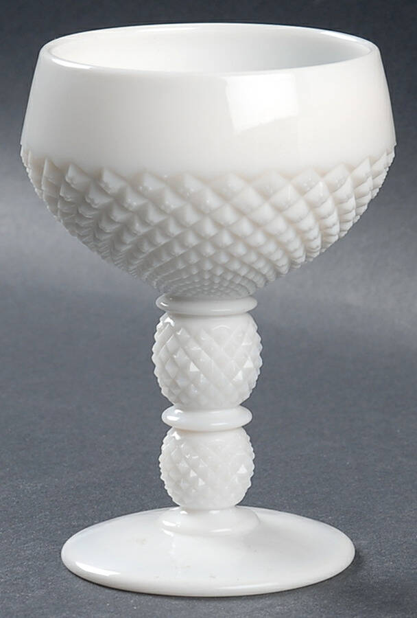 English Hobnail Milk Glass (Round or Hex Base) Champagne/Tall Sherbet by Westmoreland-1