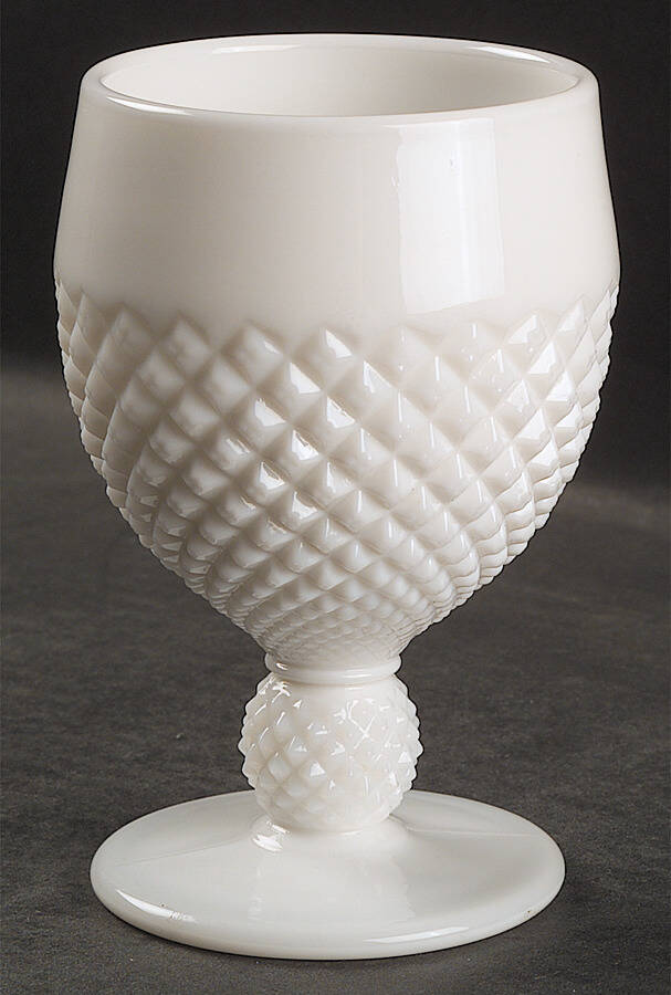 English Hobnail Milk Glass (Round or Hex Base) Goblet by Westmoreland-1