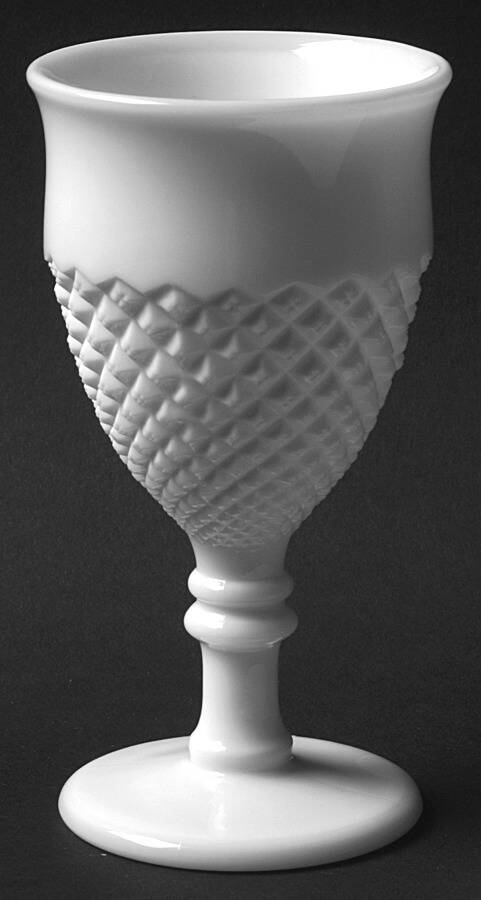 English Hobnail Milk Glass (Round or Hex Base) Water Goblet by Westmoreland-1