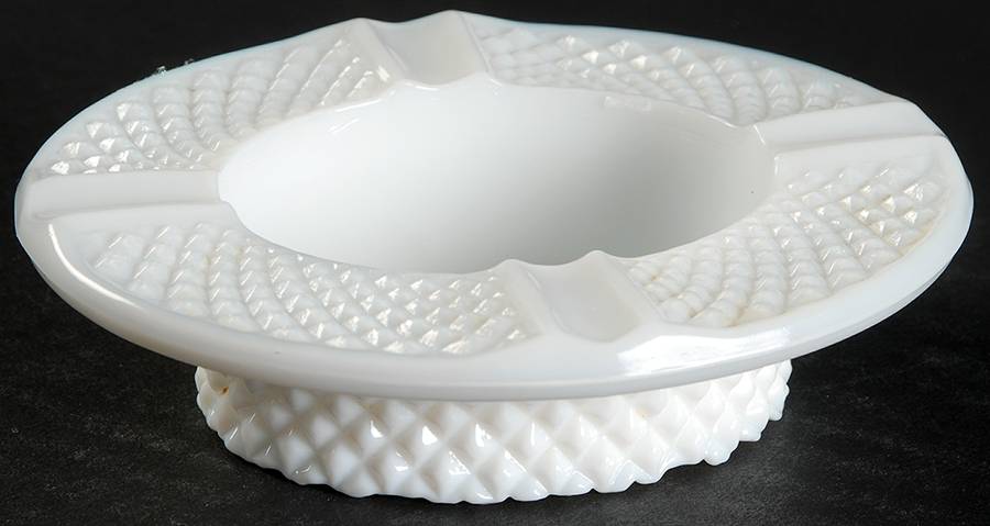 English Hobnail Milk Glass (Round or Hex Base) 4" Ashtray by Westmoreland-1