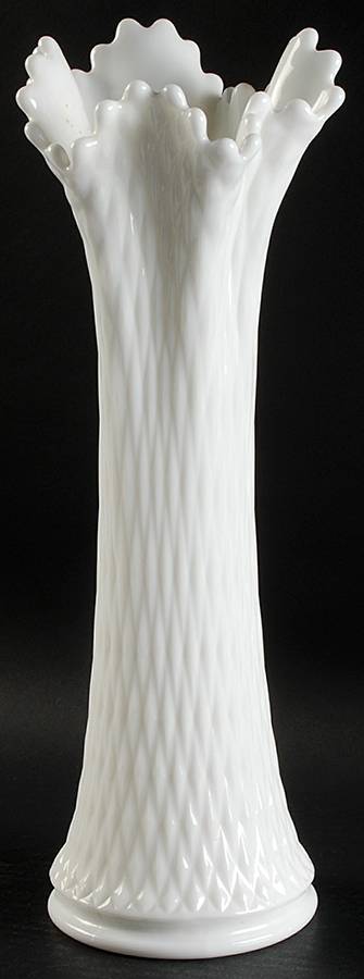 English Hobnail Milk Glass (Round or Hex Base) 11"-14" Small Swung Vase by Westmoreland-1