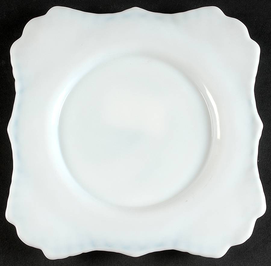 English Hobnail Milk Glass (Round or Hex Base) 7" Square Plate by Westmoreland-1