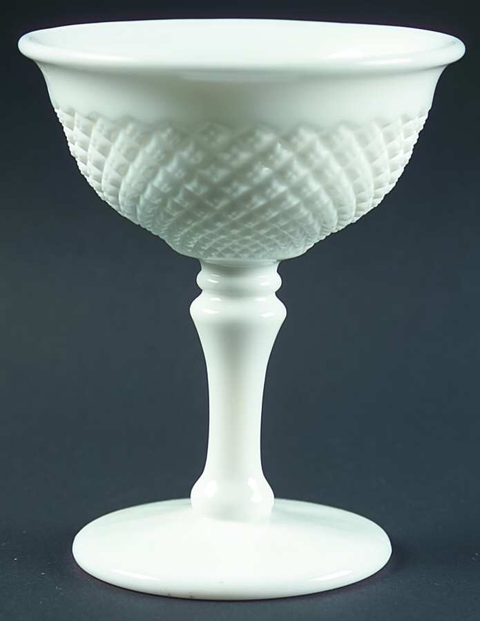 English Hobnail Milk Glass (Round or Hex Base) Champagne/Tall Sherbet by Westmoreland-1