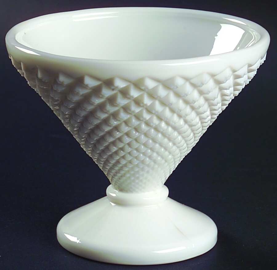 English Hobnail Milk Glass (Round or Hex Base) Candy Dish No Lid by Westmoreland-1