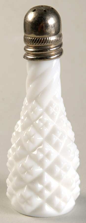 English Hobnail Milk Glass (Round or Hex Base) Child's Condiment Shaker & Lid by Westmoreland-1