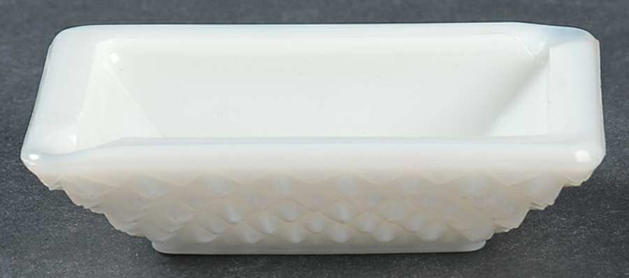 English Hobnail Milk Glass (Round or Hex Base) 3" Oblong Ashtray by Westmoreland-1