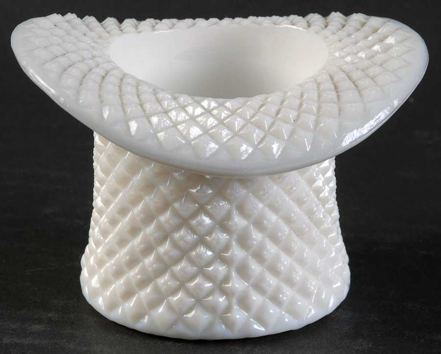 English Hobnail Milk Glass (Round or Hex Base) 4" Topper (Top Hat) by Westmoreland-1