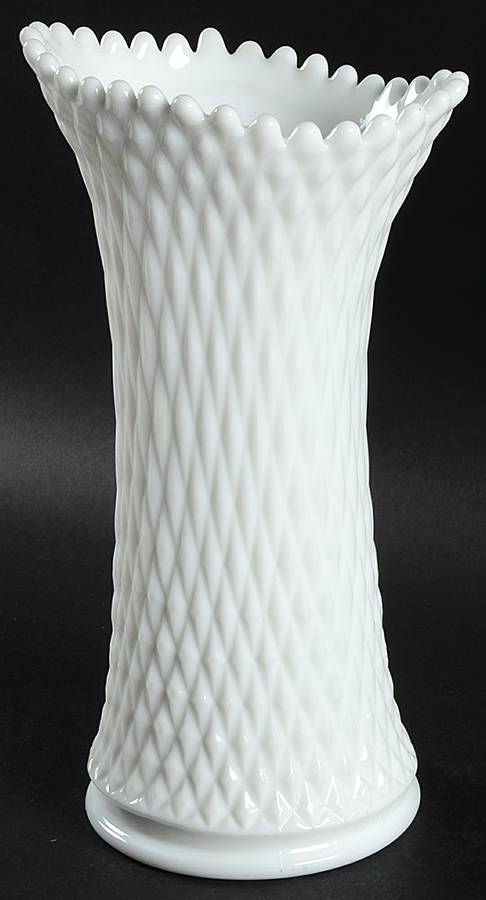 English Hobnail Milk Glass (Round or Hex Base) 10" Swung Vase by Westmoreland-1