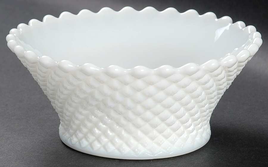 English Hobnail Milk Glass (Round or Hex Base) Mayonnaise by Westmoreland-1