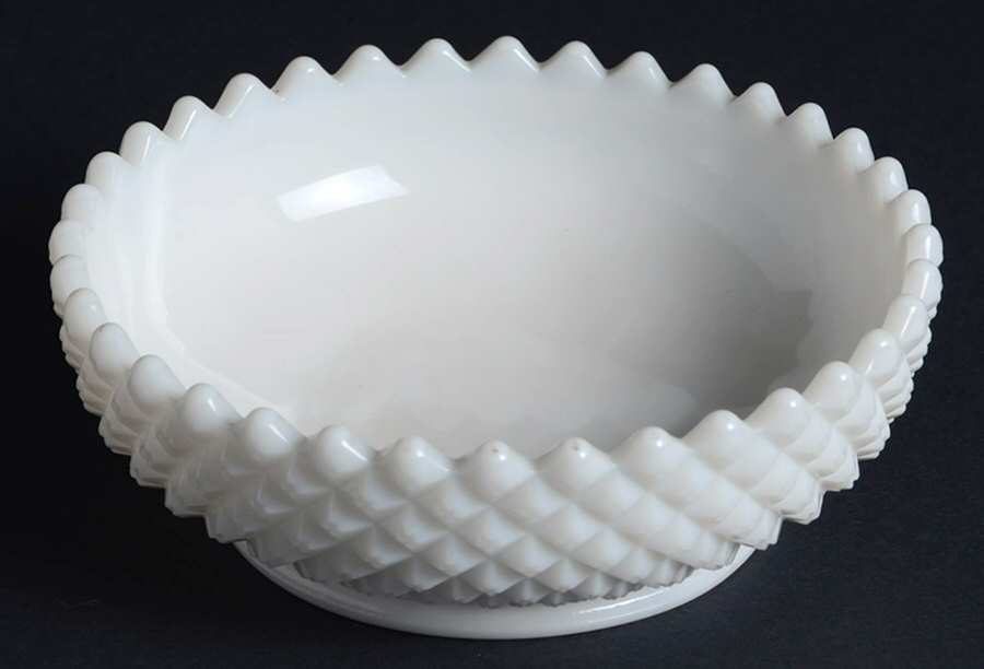 English Hobnail Milk Glass (Round or Hex Base) 4" Nappy by Westmoreland-1