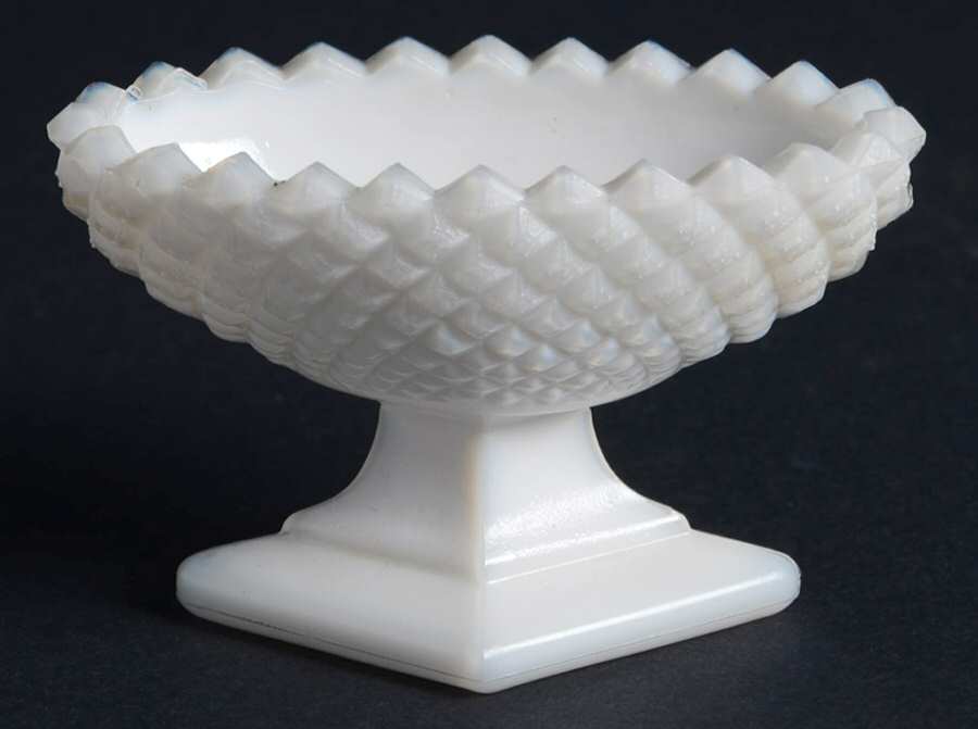 English Hobnail Milk Glass (Round or Hex Base) Individual Nut Dish/Salt Dip by Westmoreland-1