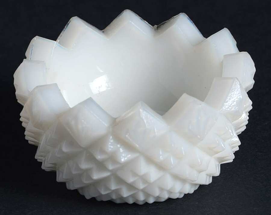 English Hobnail Milk Glass (Round or Hex Base) Child's Condiment Salt Dip by Westmoreland-1