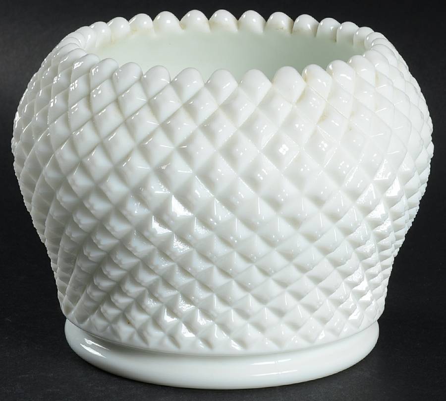 English Hobnail Milk Glass (Round or Hex Base) 4" Rose Bowl by Westmoreland-1