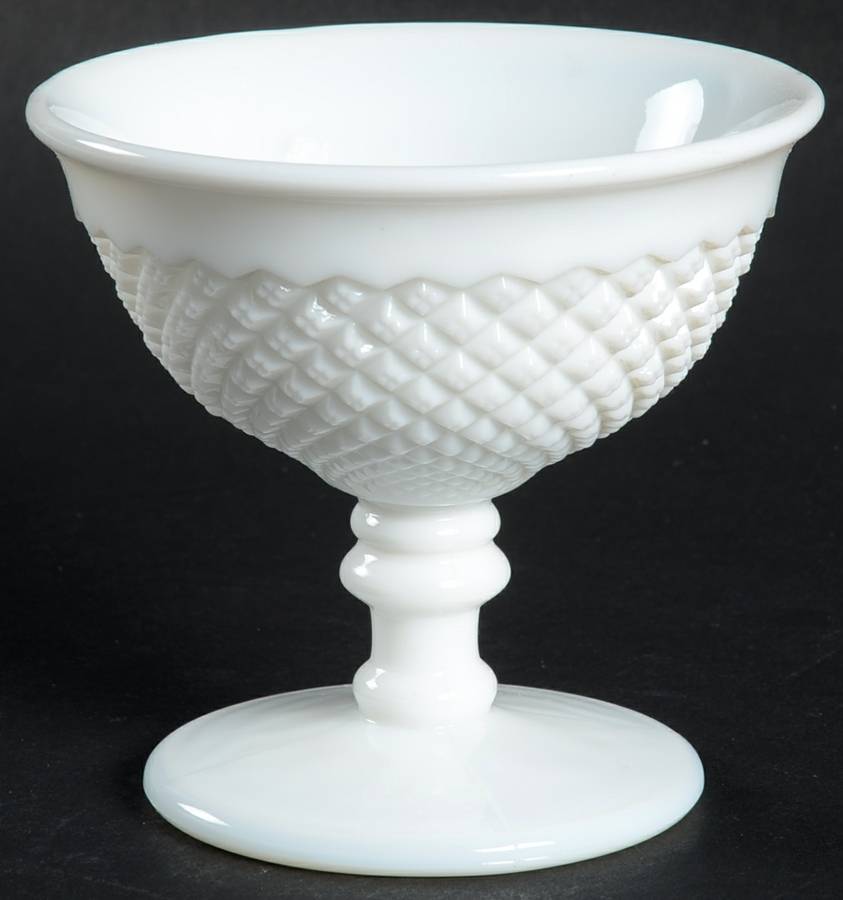 English Hobnail Milk Glass (Round or Hex Base) Low Sherbet by Westmoreland-1
