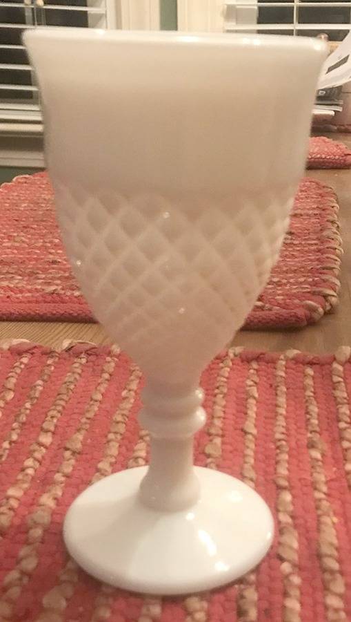 English Hobnail Milk Glass (Round or Hex Base) Water Goblet by Westmoreland-1