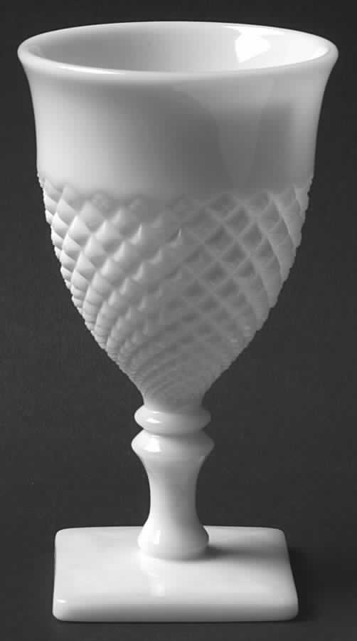 English Hobnail Milk Glass (Square Base) Water Goblet by Westmoreland-1
