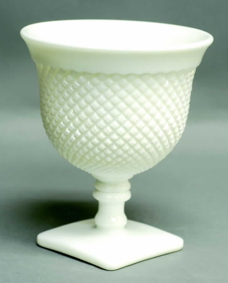 English Hobnail Milk Glass (Square Base) 6" Flared Vase by Westmoreland-1