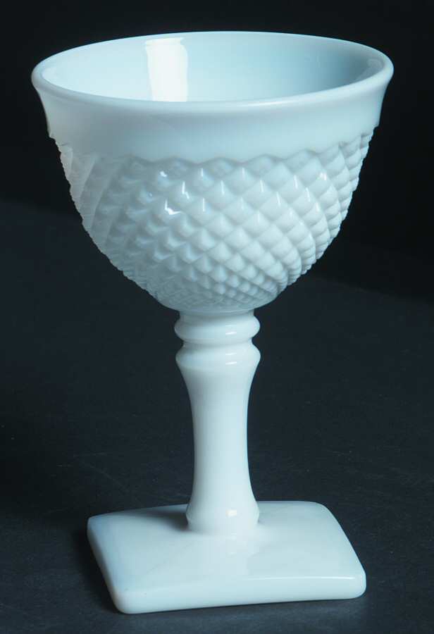 English Hobnail Milk Glass (Square Base) Liquor Cocktail by Westmoreland-1