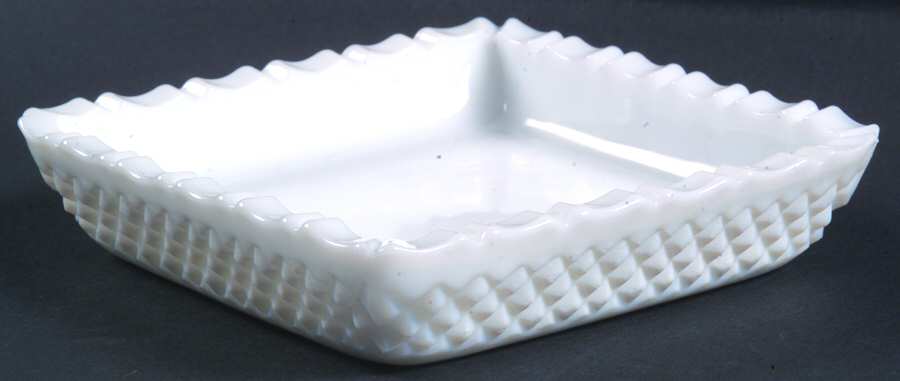 English Hobnail Milk Glass (Square Base) 5" Ashtray by Westmoreland-1