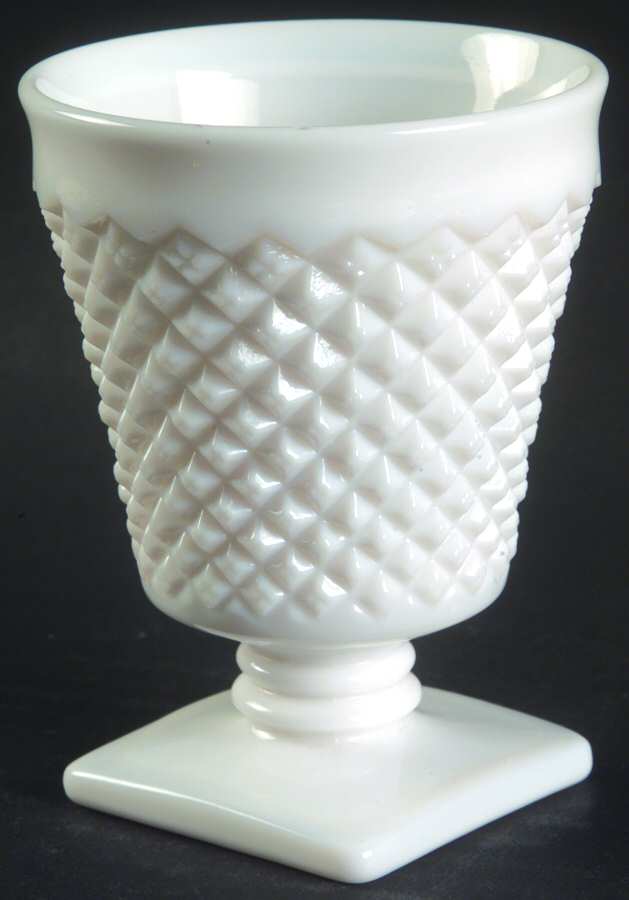 English Hobnail Milk Glass (Square Base) Oyster or Fruit Cocktail by Westmoreland-1