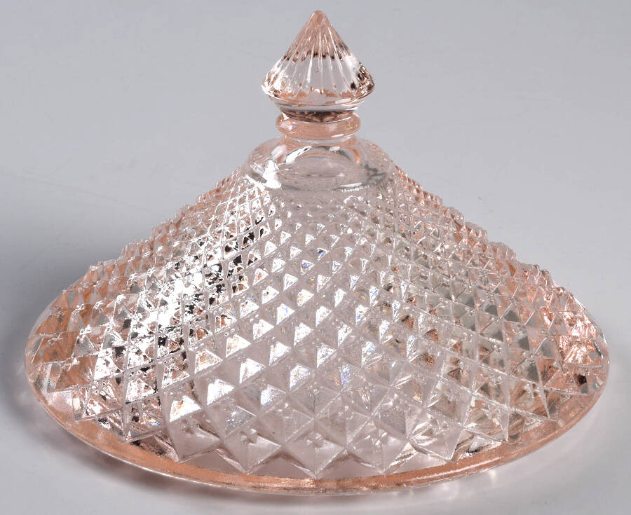 English Hobnail Pink (Round Foot) Lid for Candy Dish by Westmoreland-1