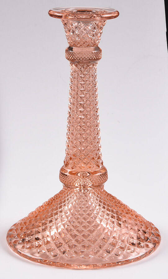 English Hobnail Pink (Round Foot) 8" Single Light Candlestick by Westmoreland-1