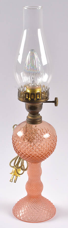 English Hobnail Pink (Round Foot) Electric Lamp, No Shade or Globe by Westmoreland-1