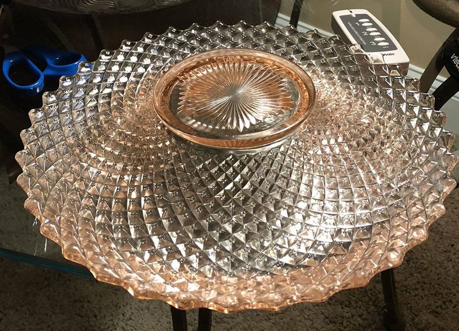 English Hobnail Pink (Round Foot) 12" Rolled Edge Bowl by Westmoreland-1