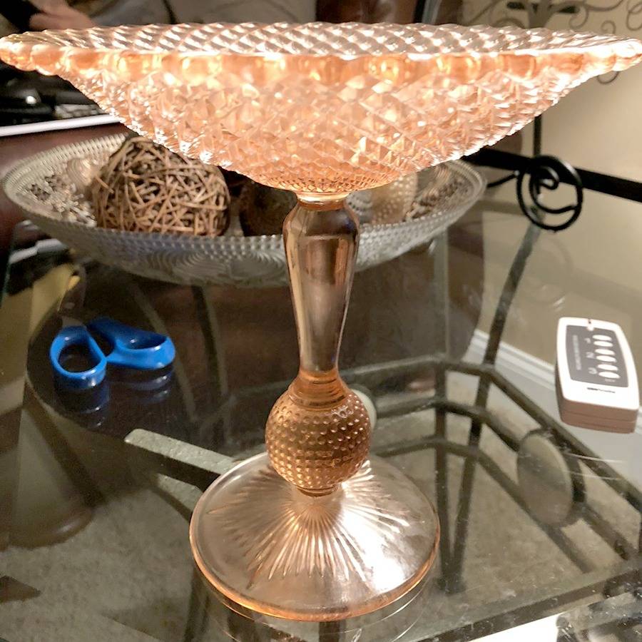 English Hobnail Pink (Round Foot) Round Compote (Height X Width) by Westmoreland-1