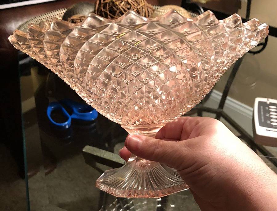 English Hobnail Pink (Round Foot) Round Compote (Height X Width) by Westmoreland-1