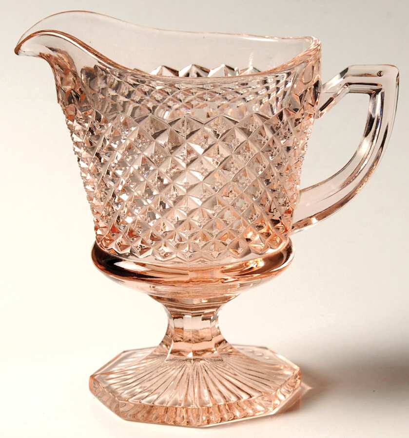 English Hobnail Pink (Round Foot) Footed Creamer by Westmoreland-1