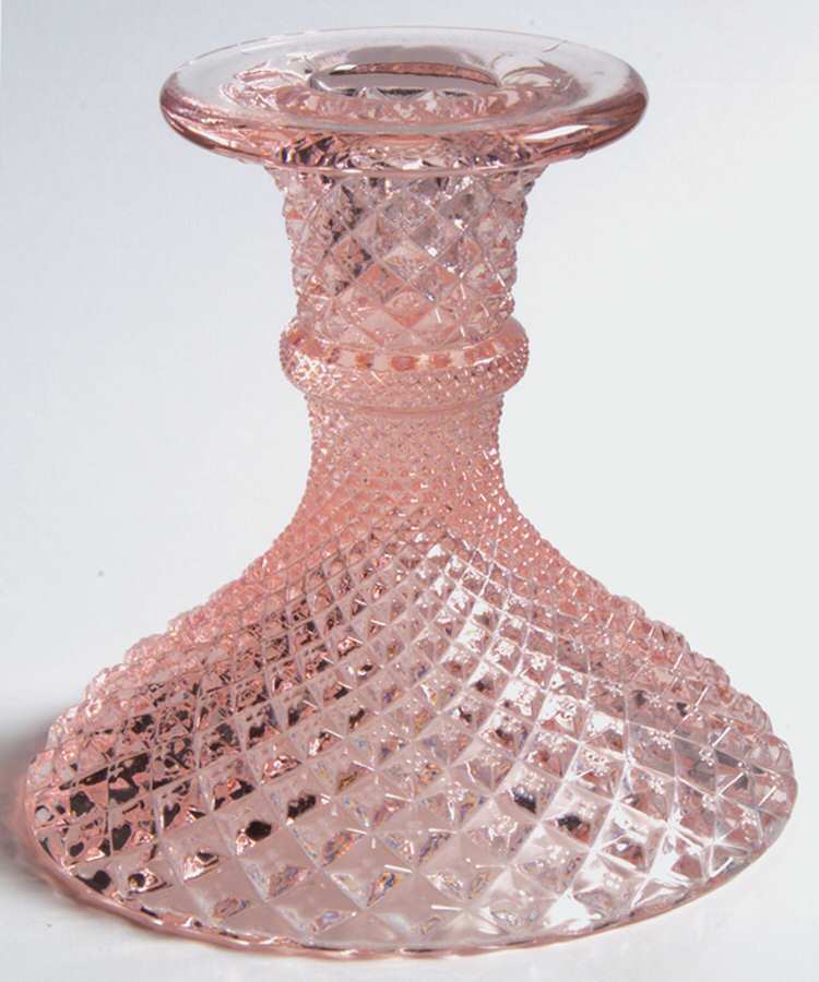 English Hobnail Pink (Round Foot) Single Light Candlestick by Westmoreland-1