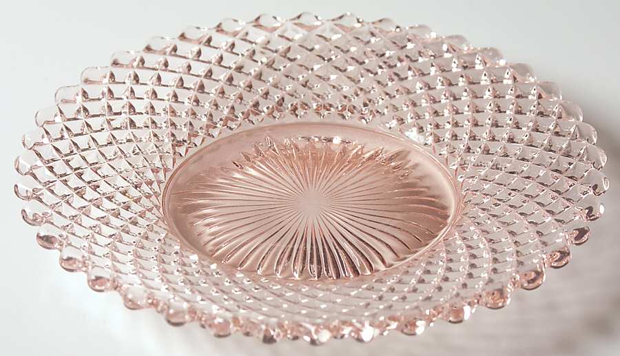 English Hobnail Pink (Round Foot) Underplate for Finger Bowl by Westmoreland-1