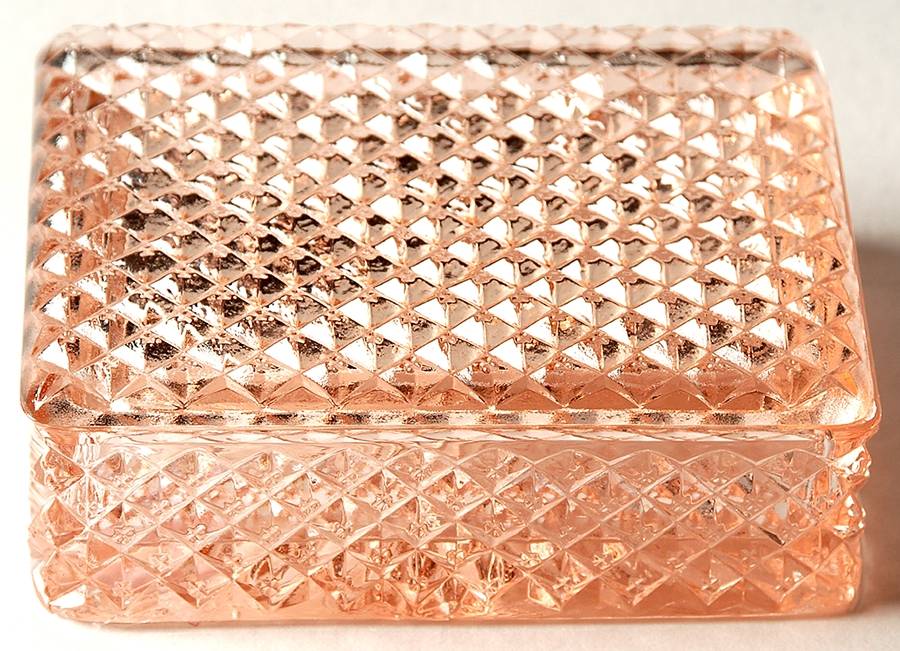 English Hobnail Pink (Round Foot) Cigarette Box & Lid by Westmoreland-1