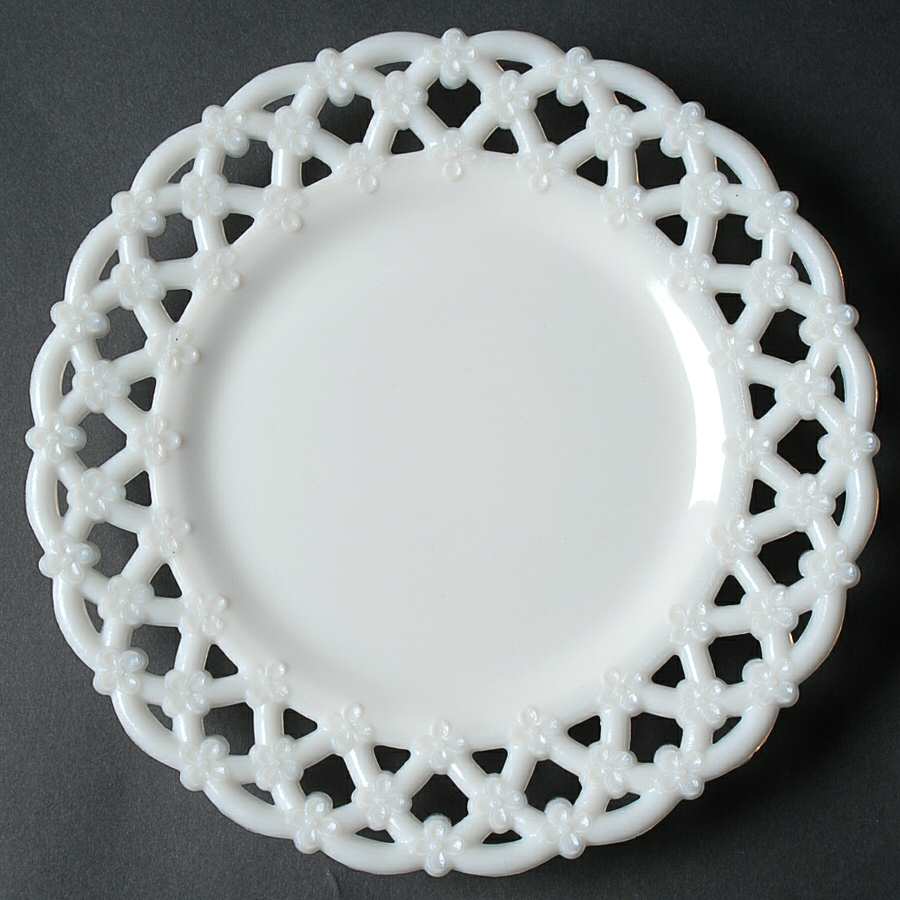 Forget Me Not Milk Glass Luncheon Plate by Westmoreland-1