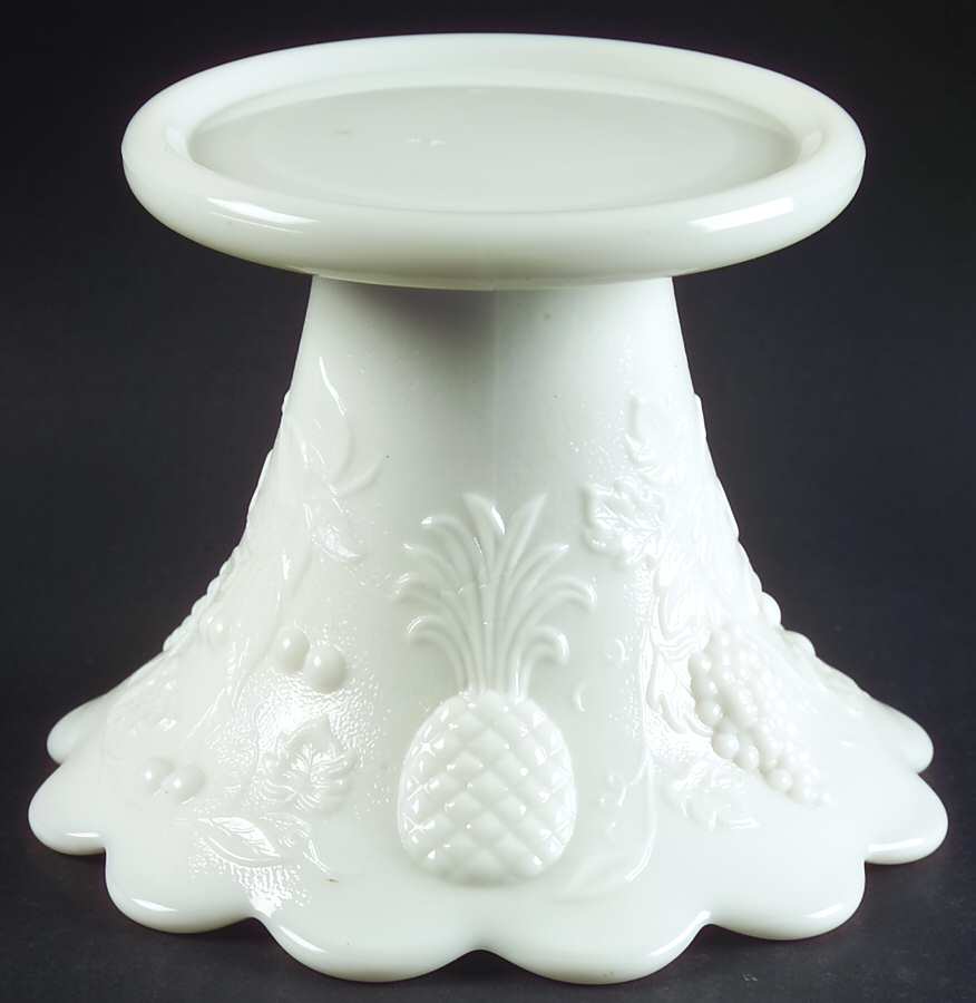 Fruits Milk Glass Punch Bowl Stand by Westmoreland-1