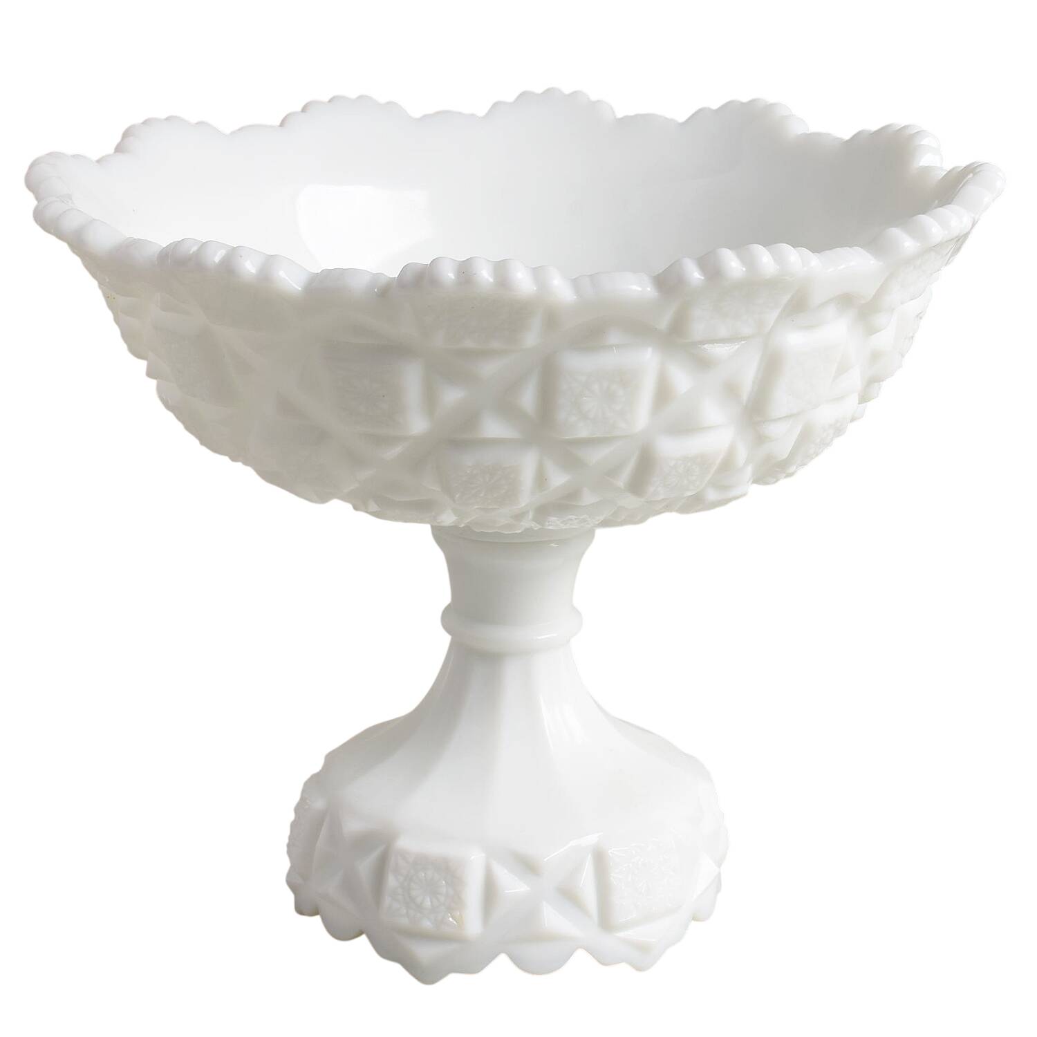 Old Quilt (Milk Glass) Footed Bell Bowl by Westmoreland-1