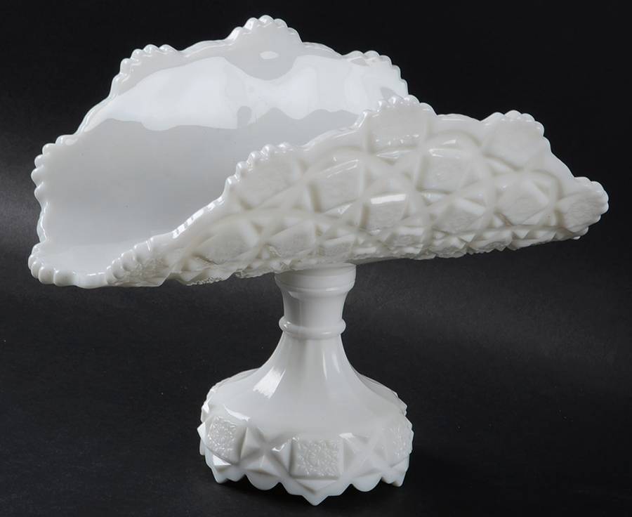Old Quilt (Milk Glass) Banana Stand by Westmoreland-1