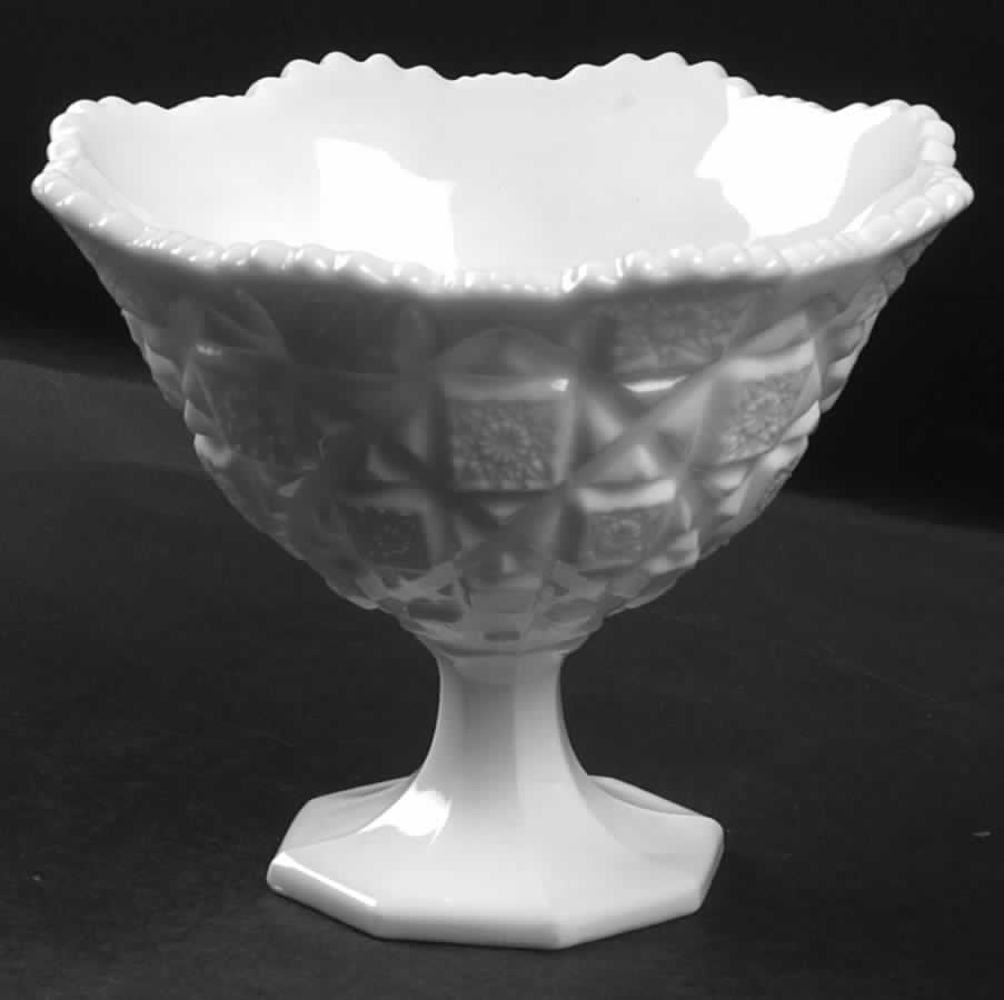Old Quilt (Milk Glass) Footed Round Bowl by Westmoreland-1