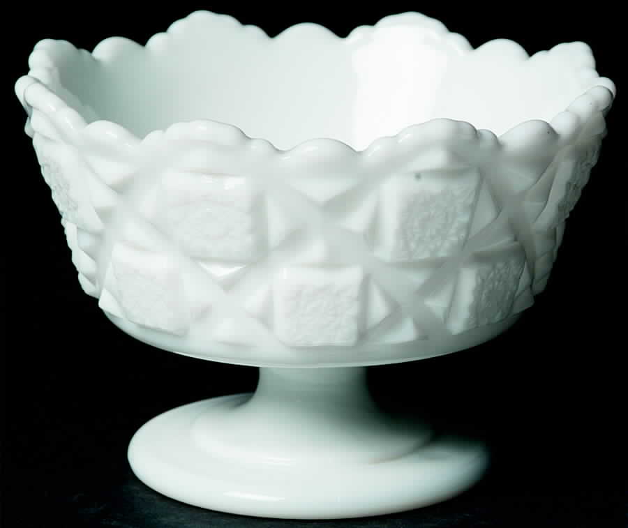Old Quilt (Milk Glass) Footed Mayonnaise Bowl by Westmoreland-1