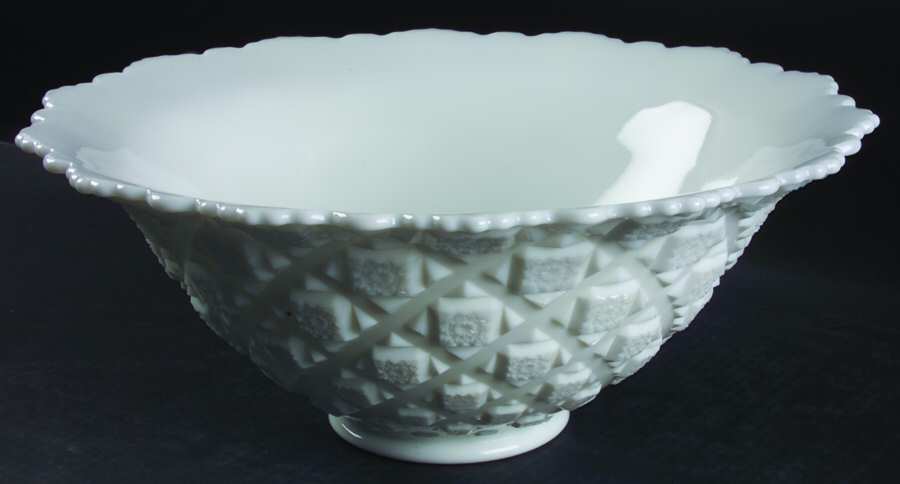 Old Quilt (Milk Glass) Punch Bowl by Westmoreland-1