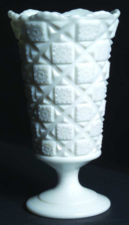 Old Quilt (Milk Glass) Footed Vase by Westmoreland-1