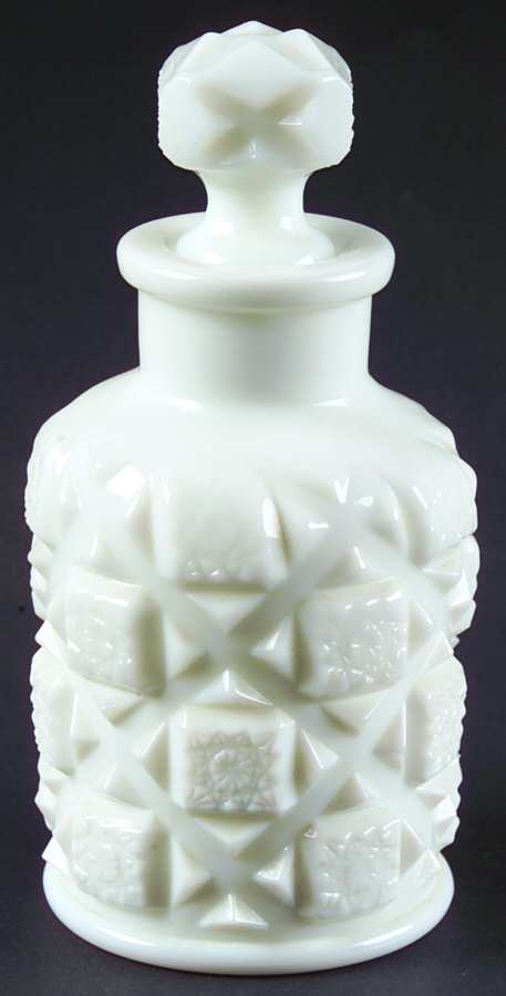 Old Quilt (Milk Glass) Cologne Bottle & Stopper by Westmoreland-1